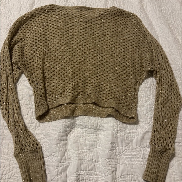 APT 9 Women's gold fishnet Sweater shirt size small - Picture 1 of 8